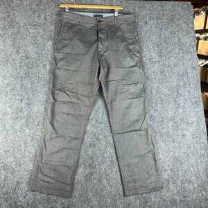 Banana Republic Pants Mens 35 Straight Fit Gray Cotton Flat Front Pockets Zip